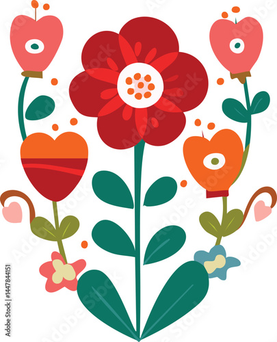 Vibrant botanical illustration showcases the delicate beauty of floral elements, each with a unique charm. The image combines artful design with organic motifs.