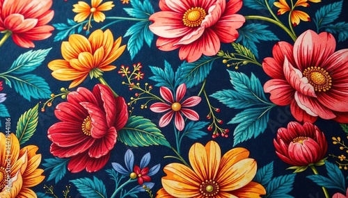 Close-up of a stroller's fabric texture, repeated in a stylized floral pattern , close-up, repeat, textile design