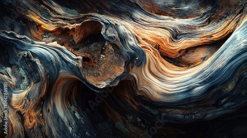 Intricate wood grain textures.  Detailed close-up of swirling wood patterns