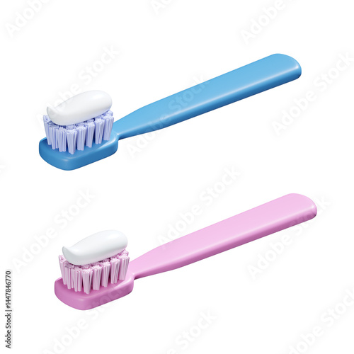 toothbrush with toothpaste 3D render