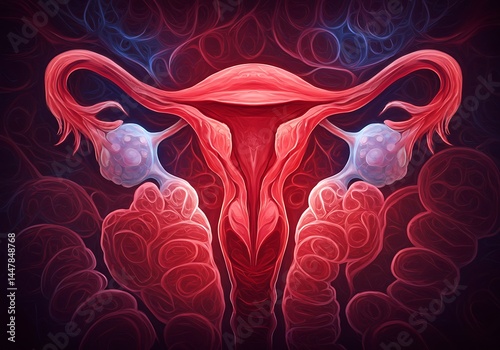 Detailed illustration of the female reproductive system