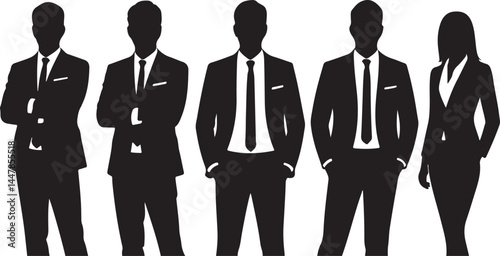 Silhouette Collection of Business Professionals in Suits, Representing Corporate, Executive, and Business Themes