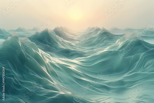 Serene Ocean Waves at Sunrise.