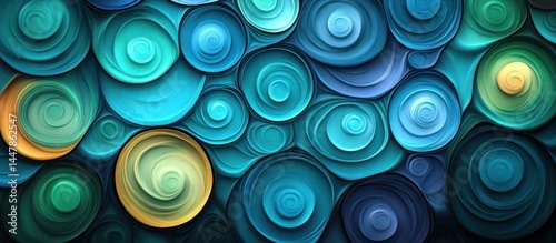 Abstract swirling teal circles background