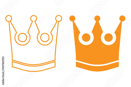 Crown Vector Symbol Icon Vector Illustration in Fill and Strokes