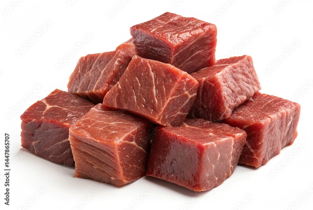 Pile of beef cubes isolated on transparent background Pile of beef cubes isolated on transparent background