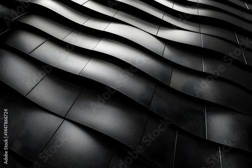 Wavy Metal Facade with Modern Building.