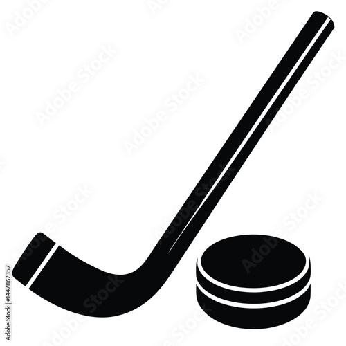 Hockey Stick and Puck Ice Hockey Icon