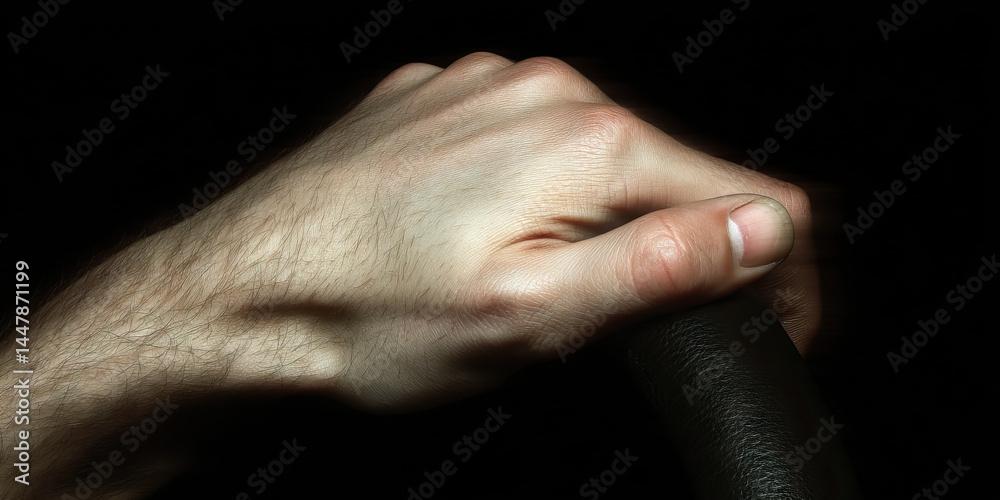Fototapeta premium Close-up of Male Hand Grasping Cylindrical Object