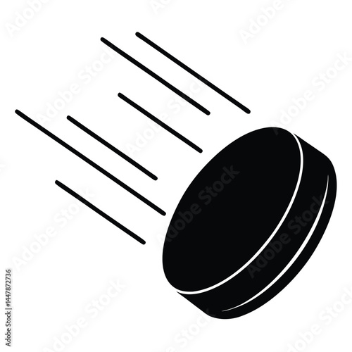 Fast-Moving Hockey Puck  Action Shot Illustration