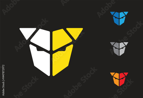 Geometric Dog Head Logo in Armor Style