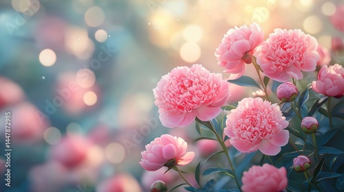 Beautiful pink peonies.Banner,background	