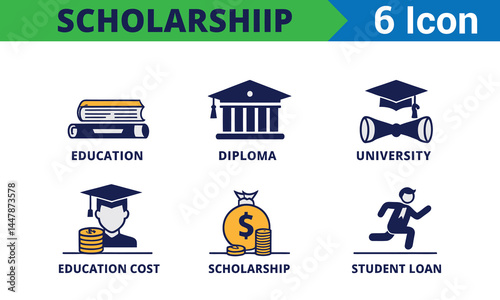 Scholarship and Education Icons For Education Funds	