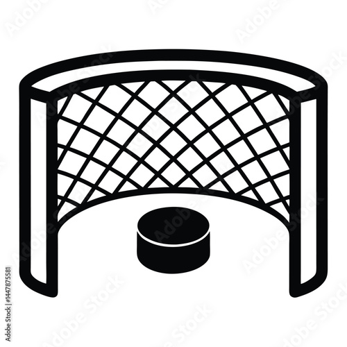 Hockey Net and Puck Ice Hockey Goal Illustration