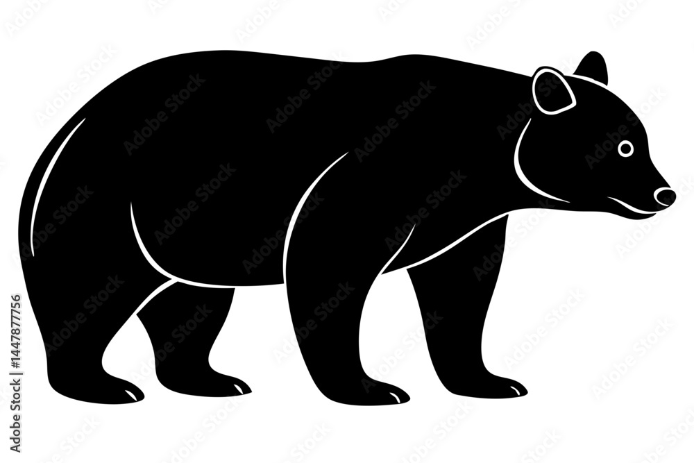 Obraz premium Silhouette design of a robust bear standing on all fours with transparency, bear, silhouette, animal, wild, wildlife, mammal, nature, standing, fours, paws, strong, sturdy, powerful, forest, zoo