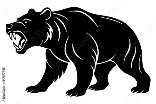 Aggressive stance black bear silhouette with transparency on a white background, bear, silhouette, animal, wildlife, mammal, aggressive, stance, forest, nature, wild, predator, graphic, vector, design