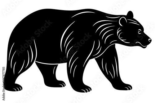 Black bear silhouette on transparent background walking with broad stance wildlife design, bear, black bear, silhouette, animal, wildlife, mammal, carnivore, walking, fours, vector, nature, design