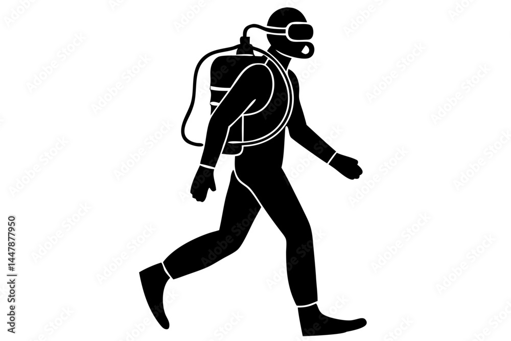 Silhouette of scuba diver walking underwater wearing a wetsuit on white, scuba diver, diver, underwater, wetsuit, walking, silhouette, sea, ocean, diving, deep, water, vector, isolated, activity Silhouette of scuba diver walking underwater wearing a wetsuit on white, scuba diver, diver, underwater, wetsuit, walking, silhouette, sea, ocean, diving, deep, water, vector, isolated, activity