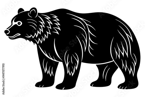 Bear silhouette standing upright with broad muzzle vector illustration design, bear, silhouette, animal, wildlife, standing, upright, vector, illustration, design, mammal, grizzly, wild, nature