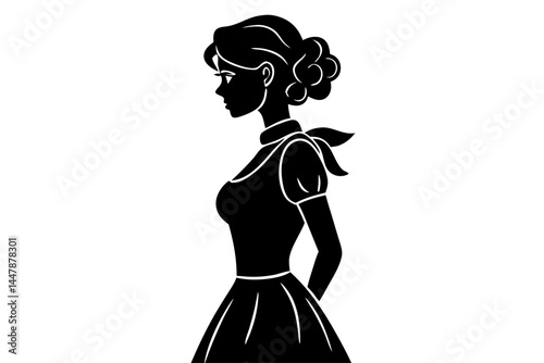 Elegant woman silhouette with an updo hairstyle wearing an accessory vector art, woman, silhouette, updo, hairstyle, wavy hair, beauty, fashion, style, elegant, vector, design, art, illustration