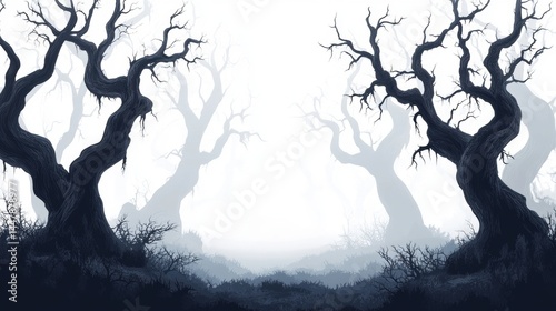 misty forest with halloween