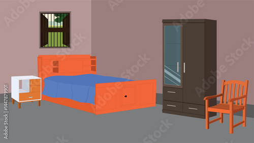 Living room interior, Background of a rural indian house.Asian house inside house vector for cartoon animation