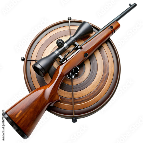 Carta da parati Vintage Rifle with Scope on Target: A Classic Hunting Image