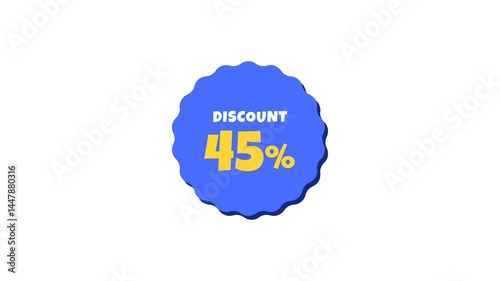 Animation text of  45% discount on white background
