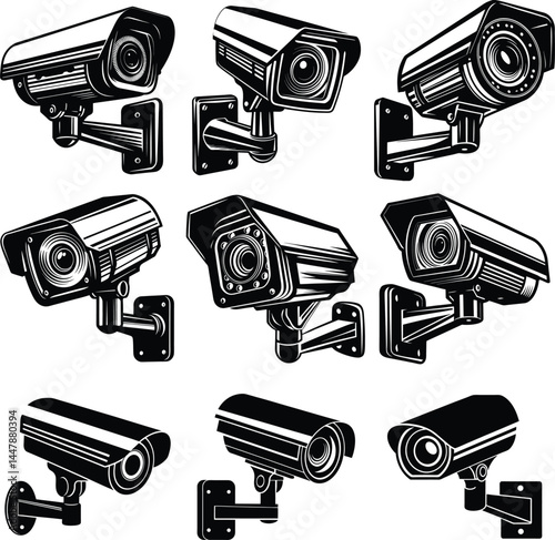 security camera surveillance cctv black and white