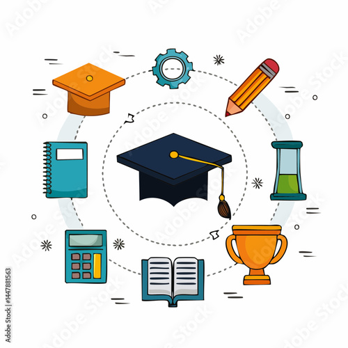 icon set of education and work tools