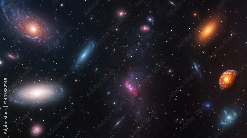 custom made wallpaper toronto digitalColorful galaxies in deep space, swirling patterns of light and dark, perfect for science themes or cosmic exploration.