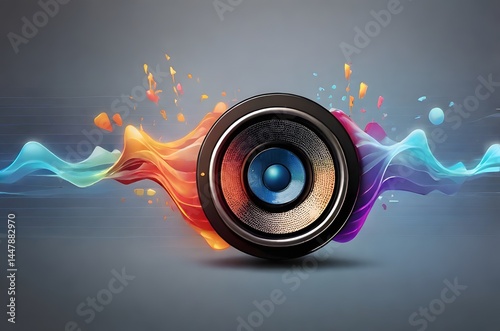 High-end loudspeaker. Music Studio speaker. Sound system for sound recording studio. Professional hi-fi speaker box. Audio equipment for home theater. Electronic music concept. photo