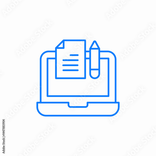 laptop report editing icon sign vector