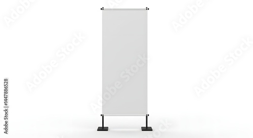 Blank vertical banner display, portable advertising stand for presentations