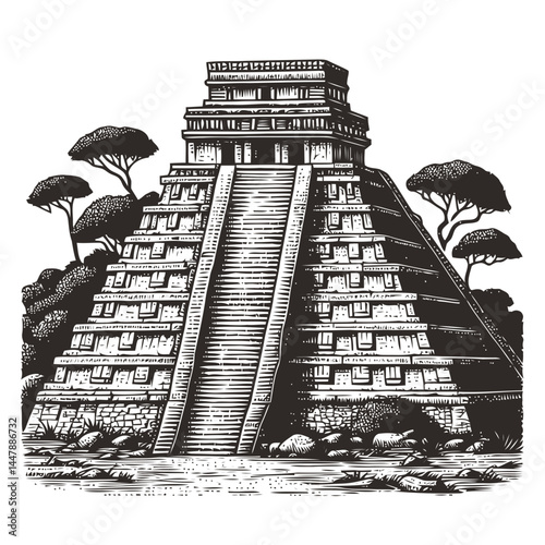 Historic Mayan temple on a scenic stepped cliff, combining ancient architecture and breathtaking cultural details.