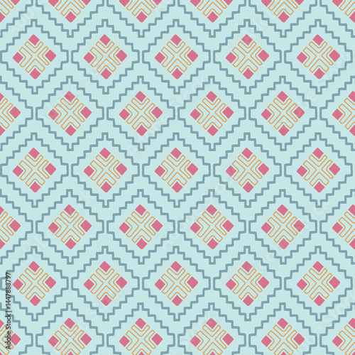 pastel color tribal vector seamless pattern with doodle elements. aztec fancy abstract geometric art print. ethnic hipster background. hand drawn. Wallpaper, cloth design, fabric, tissue, textile
