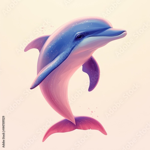 Wallpaper Mural Colorful dolphin swimming gracefully in calm waters during a sunny day, showcasing its playful nature and vibrant colors Torontodigital.ca