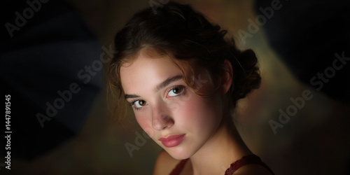 Portrait of a Young Woman with Brown Hair and Eyes
