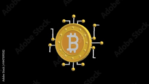Digital Currency 3D Animated Icon with transparent background (HD) Alpha channel