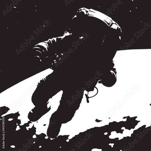 Stunning astronaut silhouette on the moon, perfect for space-themed projects, sci-fi illustrations, and educational content.