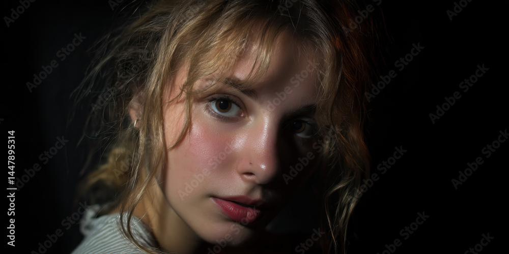 Close-up Portrait of a Young Woman with Blonde Hair