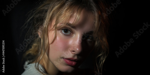 Close-up Portrait of a Young Woman with Blonde Hair