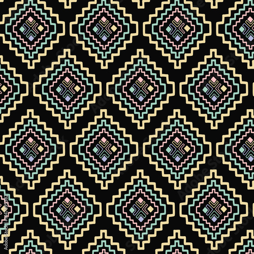 pastel color tribal vector seamless pattern with doodle elements. aztec fancy abstract geometric art print. ethnic hipster background. hand drawn. Wallpaper, cloth design, fabric, tissue, textile