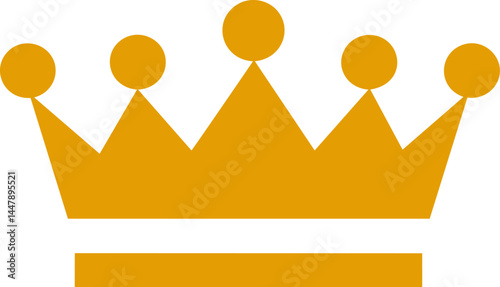 Golden crown icon with five rounded points on a white background. Vector illustration