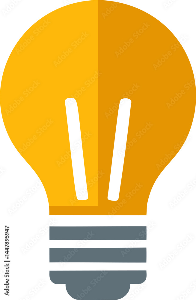 Obraz premium Illustration of a yellow light bulb with a simple geometric design. Vector illustration