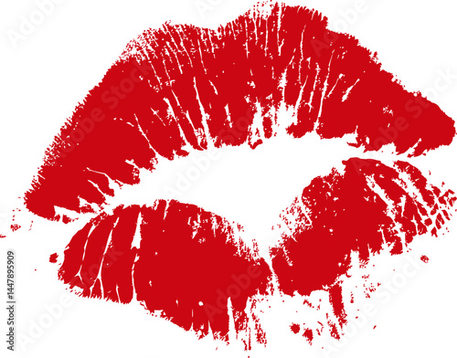 Red lipstick kiss mark symbolizing passion and romance. Vector illustration
