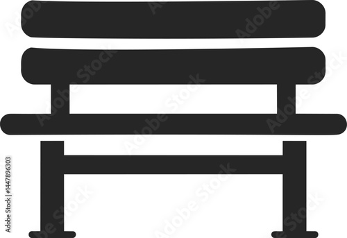 Silhouette of a park bench in black, minimalistic design concept. Vector illustration