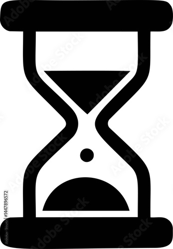 Black hourglass icon with sand time management concept. Vector illustration