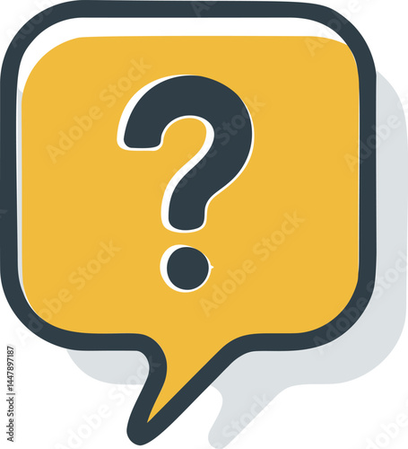 Yellow speech bubble with question mark, illustration of curiosity concept. Vector illustration