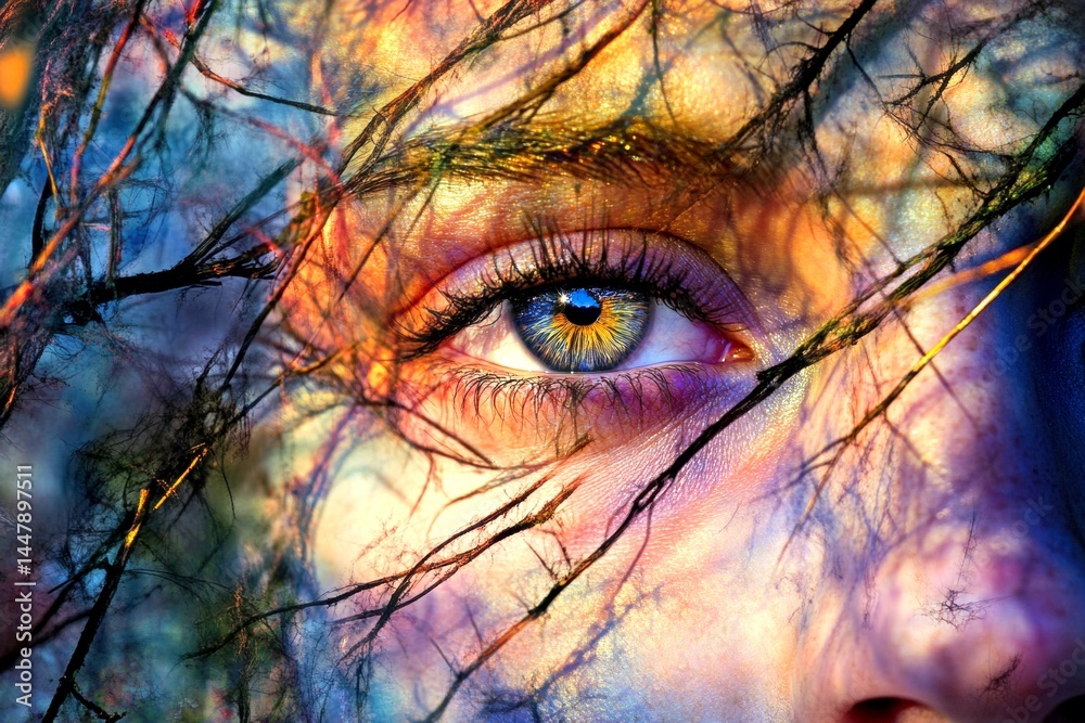 Losing memory - nightmares, bad dreams: abstract image of well-being. Metaphorical losing memory perceptions of fear and despair. Tormented sleep. Psychological fear. Sleep disturbance art.